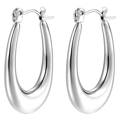 HoopEarringsforWomenbyGingerLyneGoldStainlessSteelLightweightClassicEverydayStyle_Silver-1