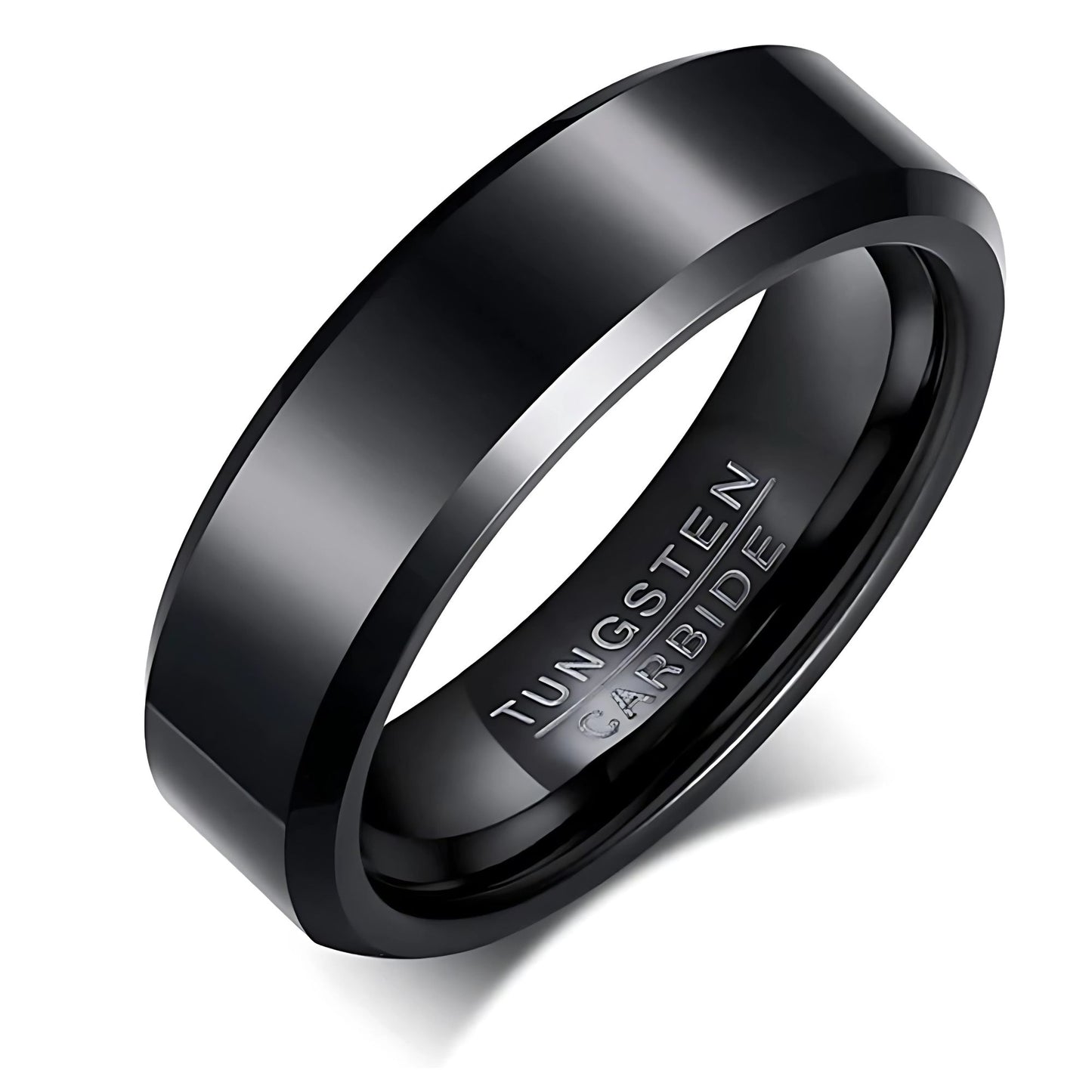 MatteBlackTungstenCarbideWeddingBandRingWomenMen6mmor8mmGingerLyneCollection_6mm-1