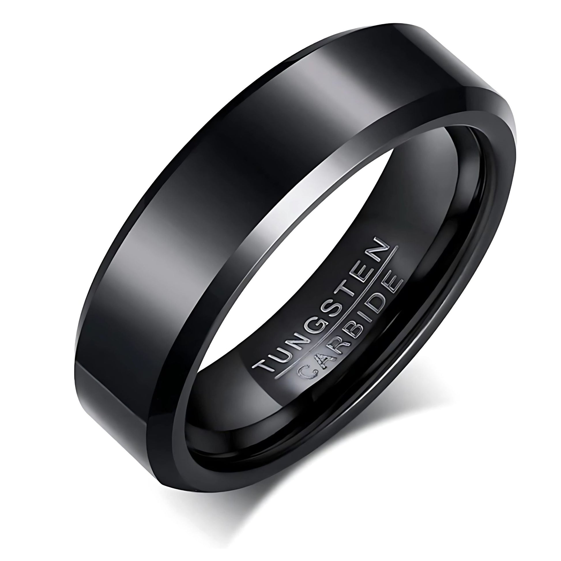 MatteBlackTungstenCarbideWeddingBandRingWomenMen6mmor8mmGingerLyneCollection_6mm-1