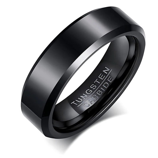 MatteBlackTungstenCarbideWeddingBandRingWomenMen6mmor8mmGingerLyneCollection_6mm-1