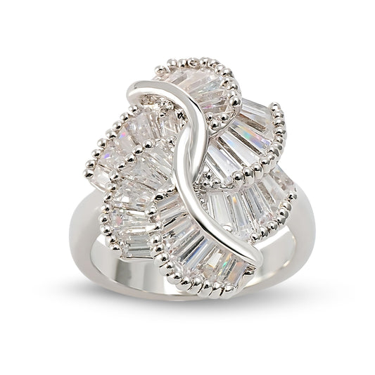 JillStatementRingWomensBaguetteCutWhiteGoldPlatedGingerLyneCollection_Silver-1