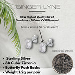 Load image into Gallery viewer, Emerald Cut Stud Earrings for Women or Men Sterling Silver Studs for her Ginger Lyne Collection - Emerald Stud
