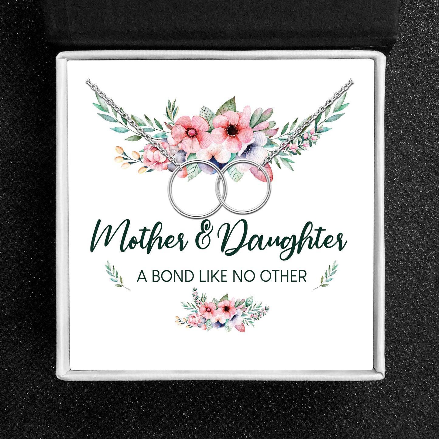 Mother Daughter Greeting Card Sterling Silver Linked Circles Necklace for Women Ginger Lyne Collection - GC-197