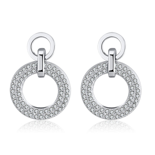 Round Circle Drop Earrings for Women Sterling Silver Clear Cz Ginger Lyne Collection