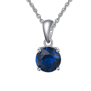 Solitaire Birthstone Necklace for Women Cz Sterling Silver Ginger Lyne Collection - September-Sapphire Blue