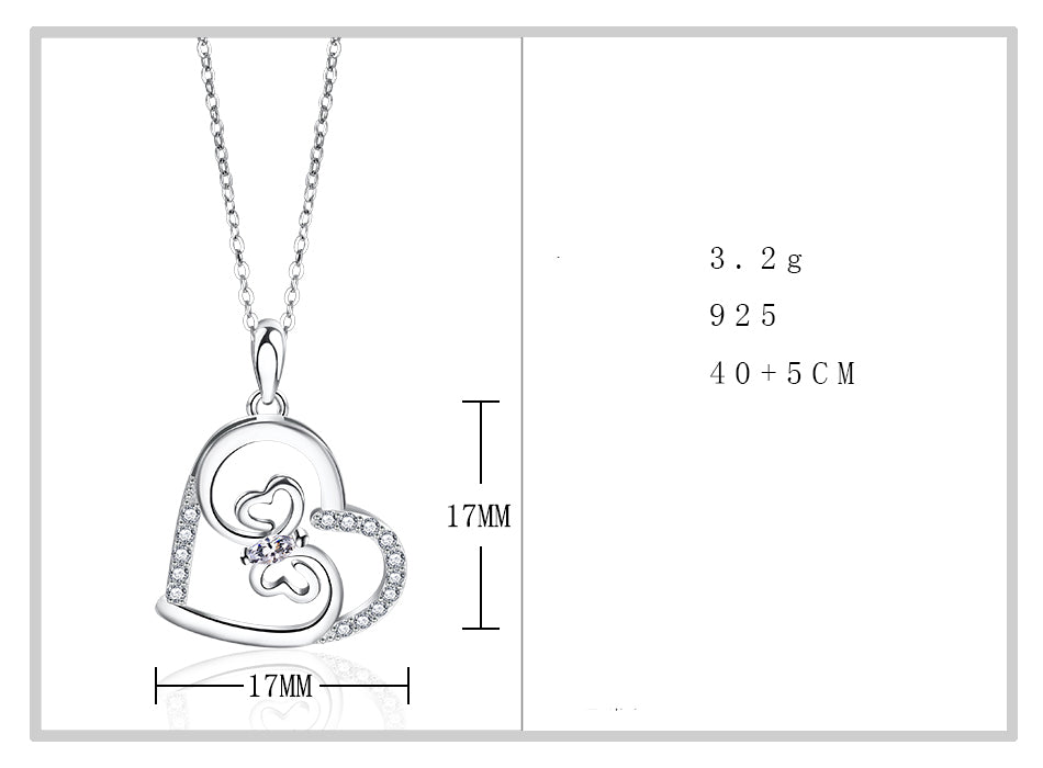 Hearts Sterling Silver Cz Pendant Chain Necklace for Women Ginger Lyne Collection