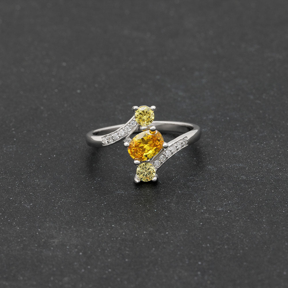 Birthstone Ring for Women Statement Ring 3 Stone Sterling Silver Cz Ginger Lyne Collection