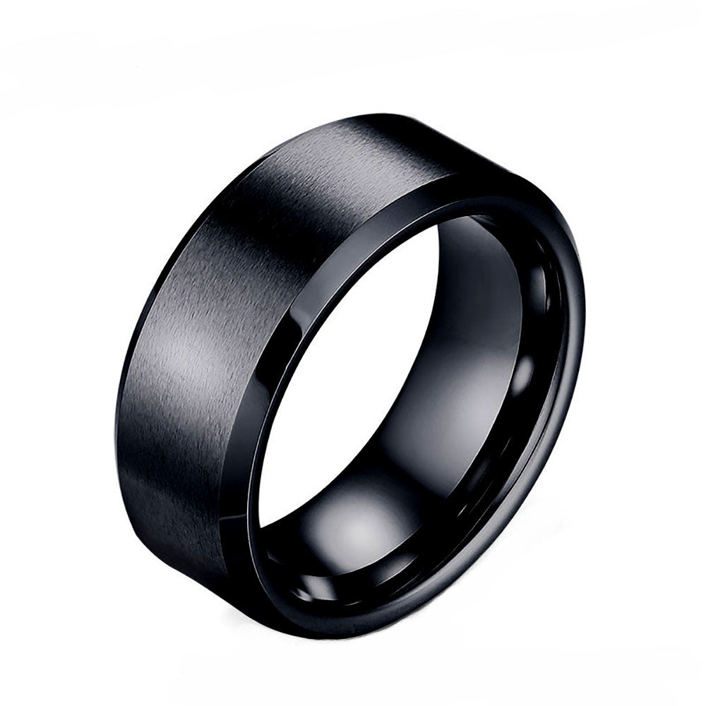 8mm Wedding Band Ring Womens Mens Black Stainless Steel Ginger Lyne Collection - Black,8