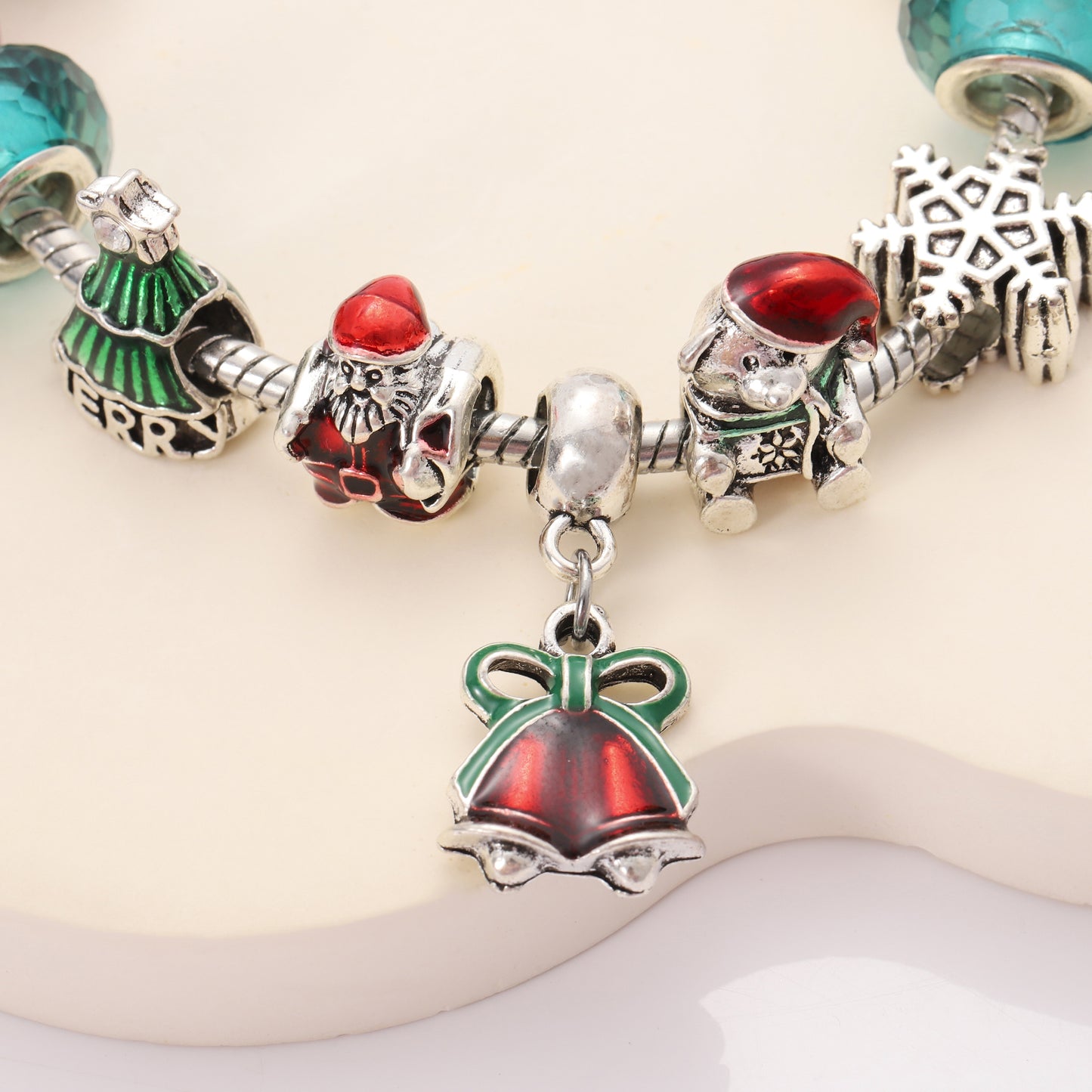 ChristmasCharmBraceletforWomenbyGingerLyne9"AlloyColorfulSantaHolidayItalianStyleBeads_Multi-color-4