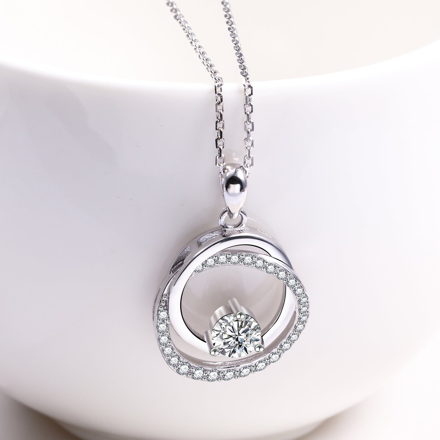 Gala Infinity Pendant Necklace Womens Sterling Silver CZ Ginger Lyne Collection