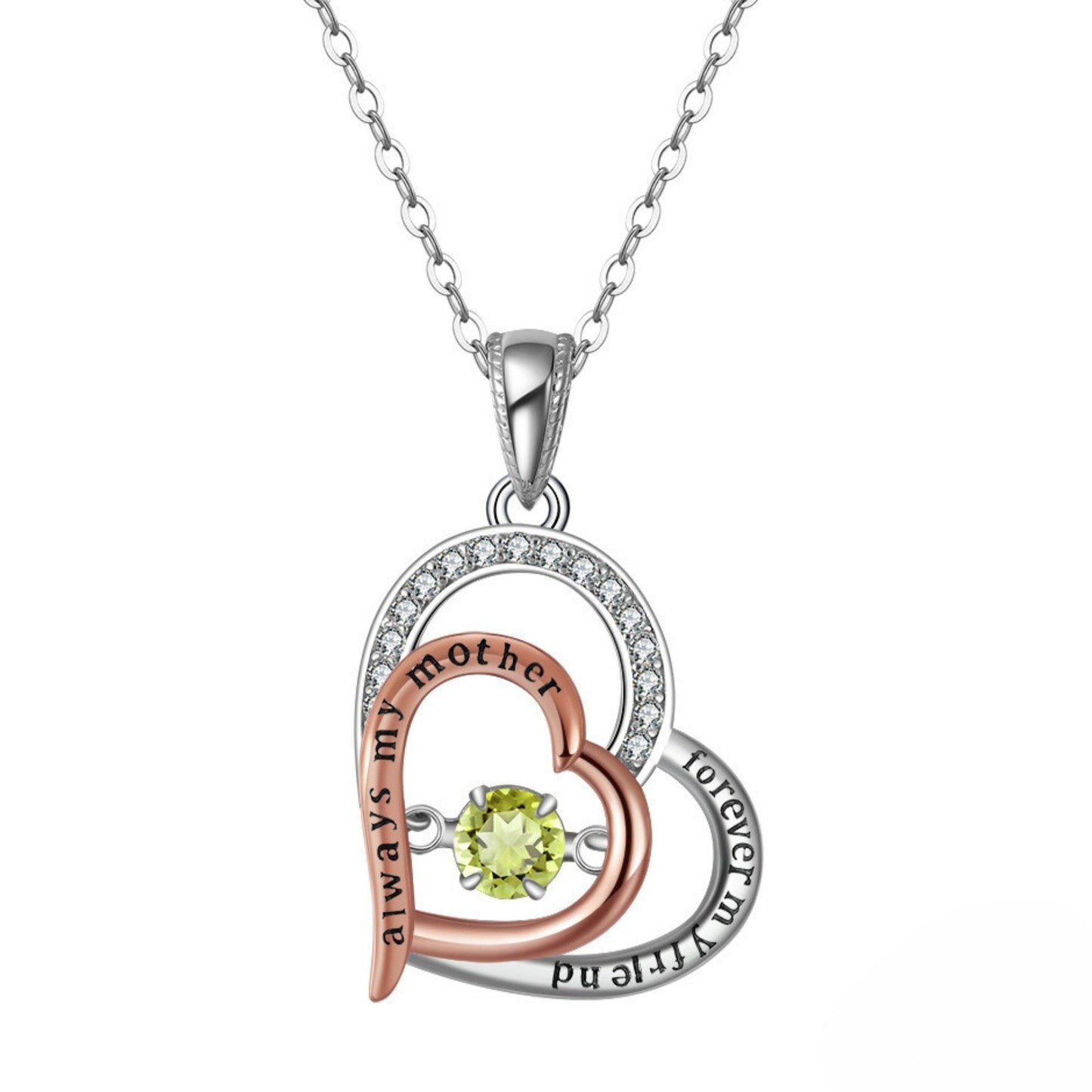 Birthstone Mom Necklace for Mother by Ginger Lyne Sterling Silver Swinging CZ