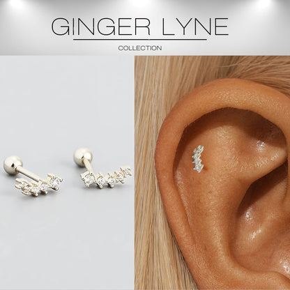 Graduated CZ Crawler Earrings for Women Sterling Silver 18G 8mm Cartilage Helix Upper Lobe Body Piercing Ginger Lyne - Silver