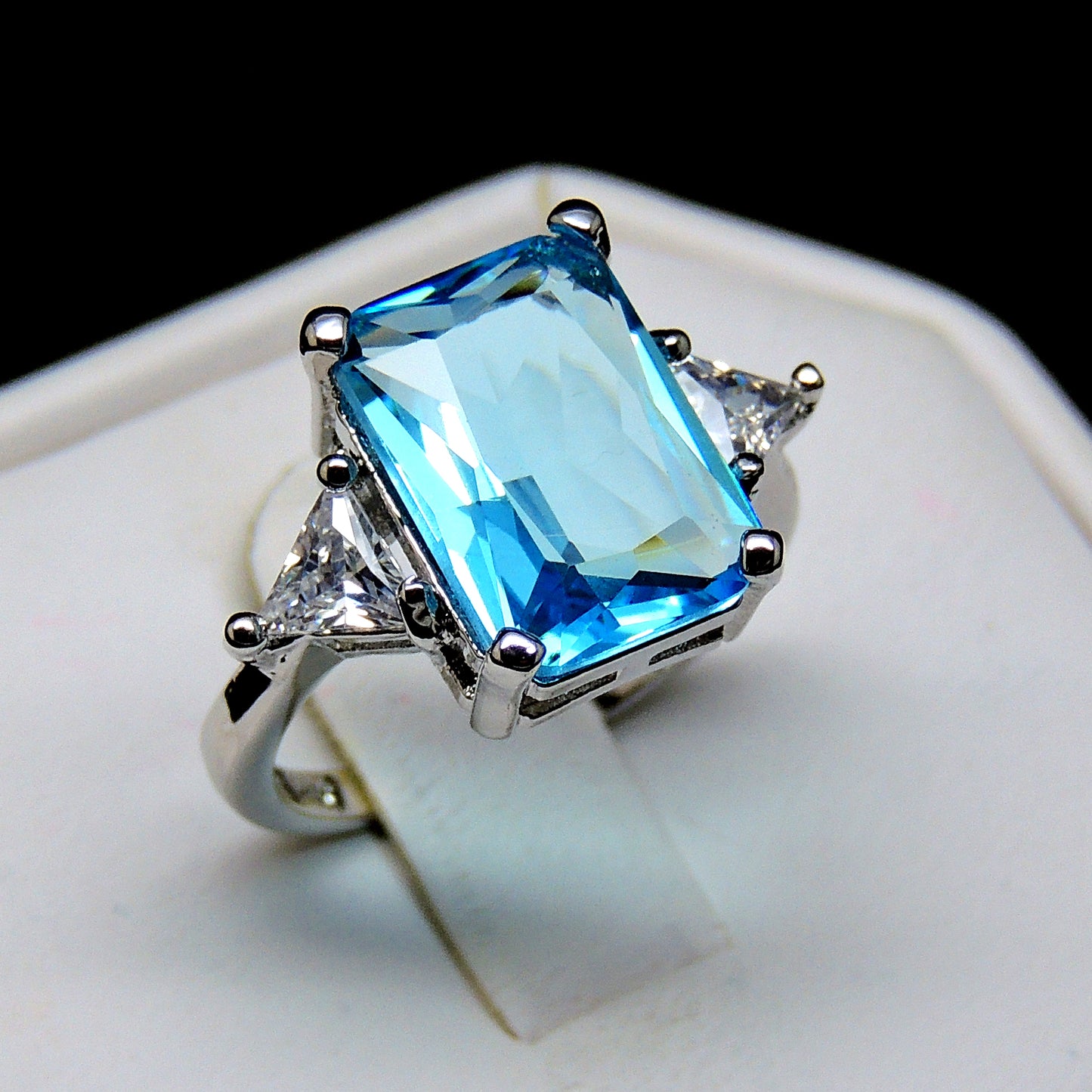 Myriam Statement Ring Created Emerald Blue Topaz Womens Ginger Lyne Collection Size 9