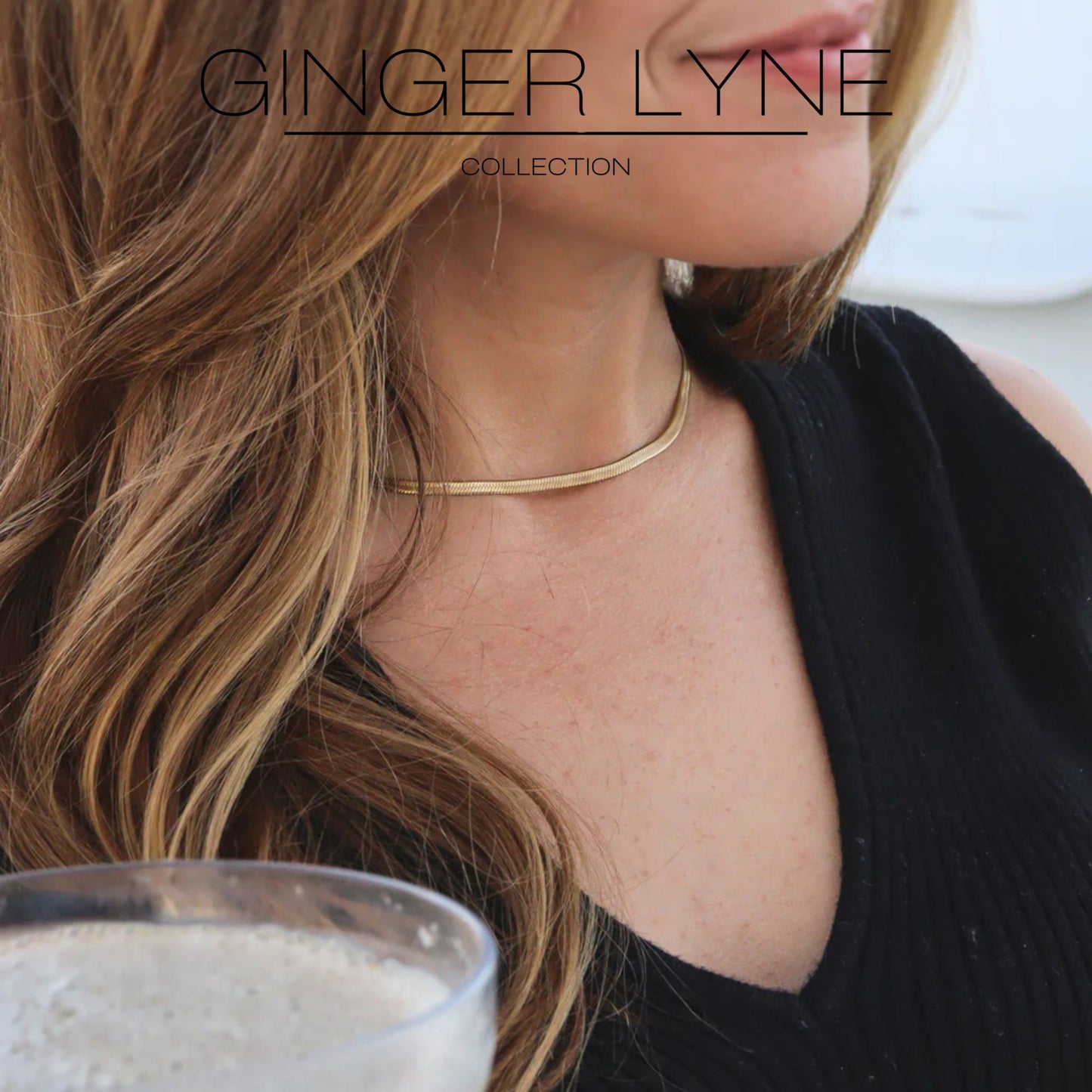 HerringboneChainNecklaceforMenorWomen18Inch5.5mmWide18KGoldPlatedStainlessSteelGingerLyne_Silver-5