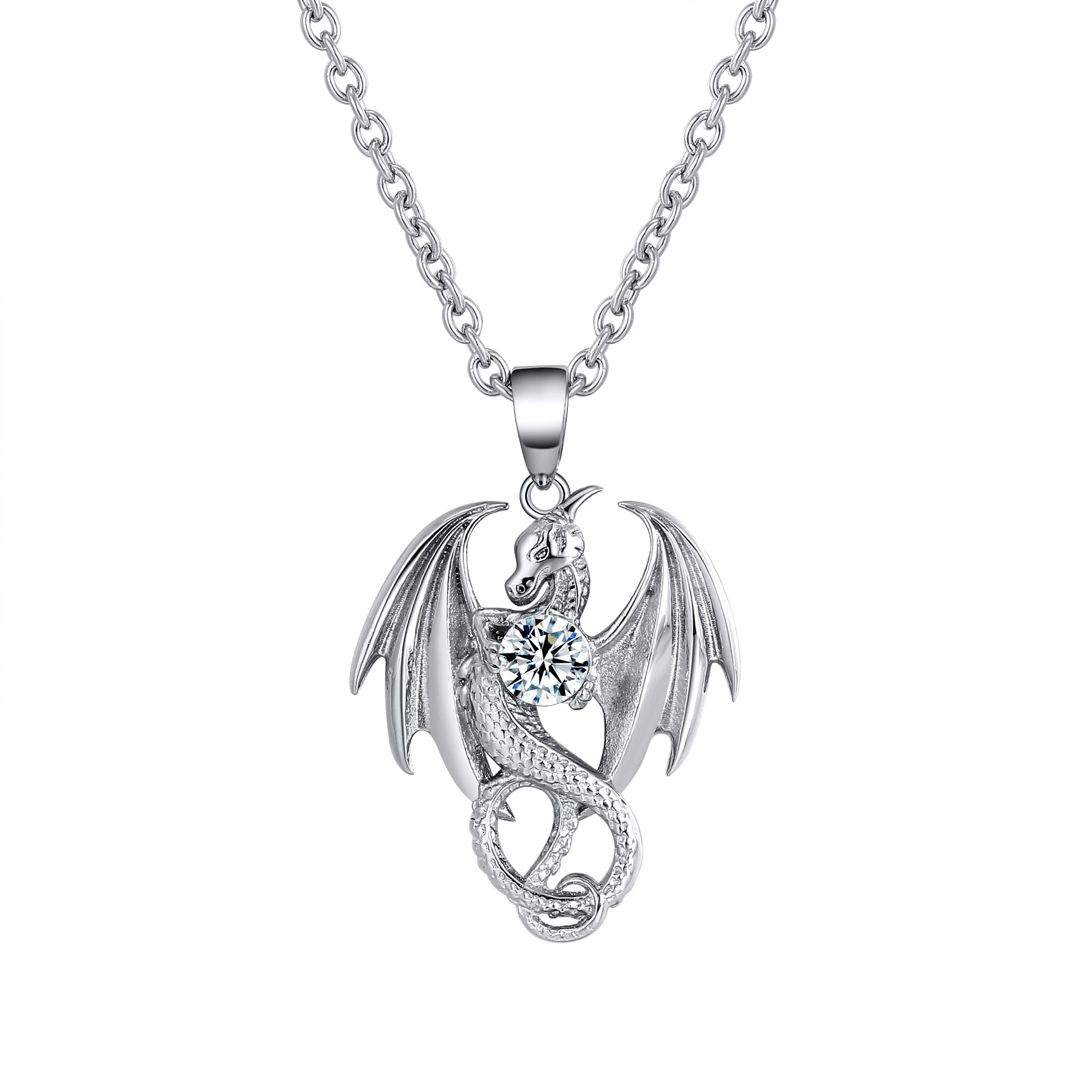DragonNecklaceforMenorWomenStainlessSteelCzPunkGothicGingerLyneCollection_Silver-1