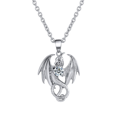 DragonNecklaceforMenorWomenStainlessSteelCzPunkGothicGingerLyneCollection_Silver-1