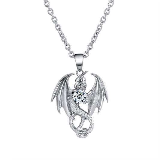 DragonNecklaceforMenorWomenStainlessSteelCzPunkGothicGingerLyneCollection_Silver-1
