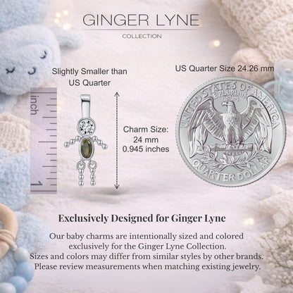 Baby Boy Birthstone Charm Children Pendants for Mom or Grandma Necklace by Ginger Lyne CZ Sterling Silver - Boy August