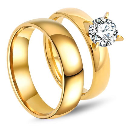 SabrinaWeddingRingSetforWomenCzStainlessSteelBandandEnagaementRingGingerLyne_Gold-1