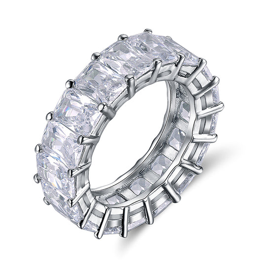 Eternity Wedding Band for Women Emerald Cut Cz Sterling Silver Ginger Lyne Collection