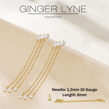 MarquiseDangleCZFlatBackEarringsforCartilageHelixTragusUpperLobeGoldPlatedSterlingSilver1pairbyGingerLyne_Gold-2