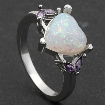 Milana Statement Ring Purple Cz Heart Fire Opal for Women Ginger Lyne Collection