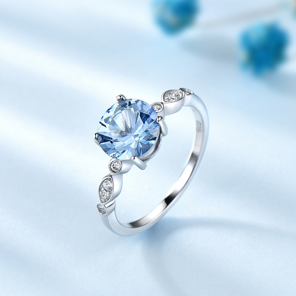 Blue Topaz Engagement for Women Ring Sterling Silver Ginger Lyne Collection - 10