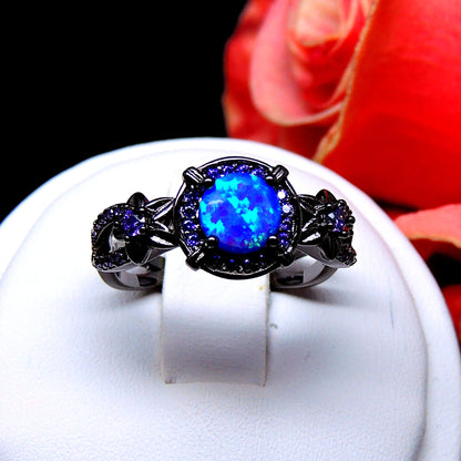 Sloane Statement Ring Womens Purple Black Plated Fire Opal Ginger Lyne Collection