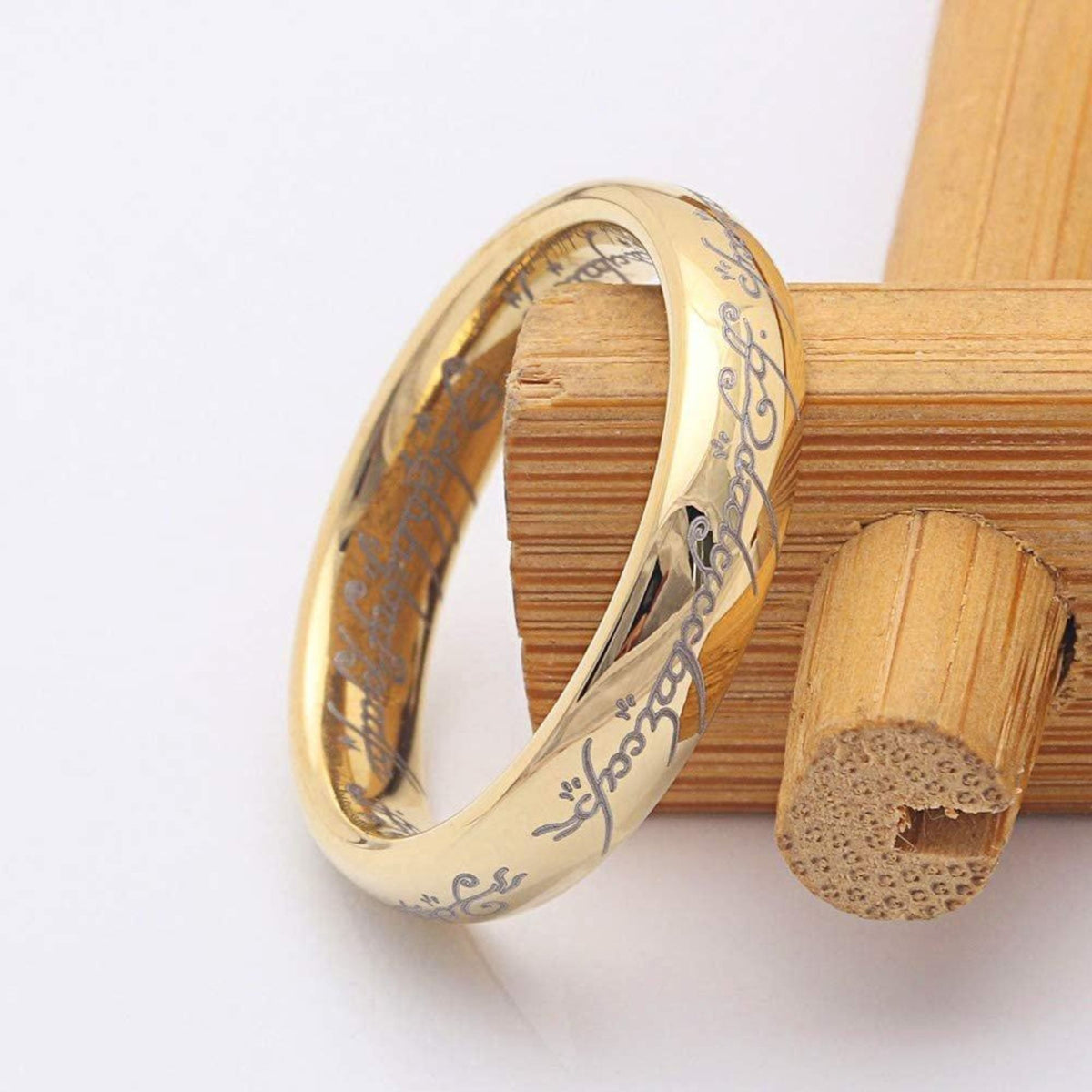 4mmGoldToneTungstenCarbideWeddingBandRingComfortFitSize10AnniversaryGiftforWomenbyGingerLyne_4mmGold-2