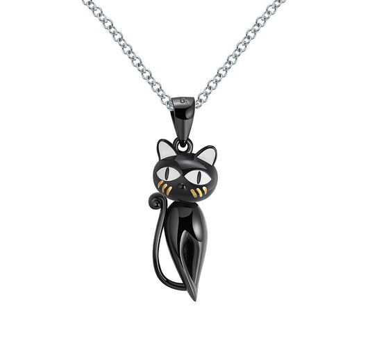 Ginny Black Cat Necklace for Women Kitty Pendant Sterling Silver Ginger Lyne Collection