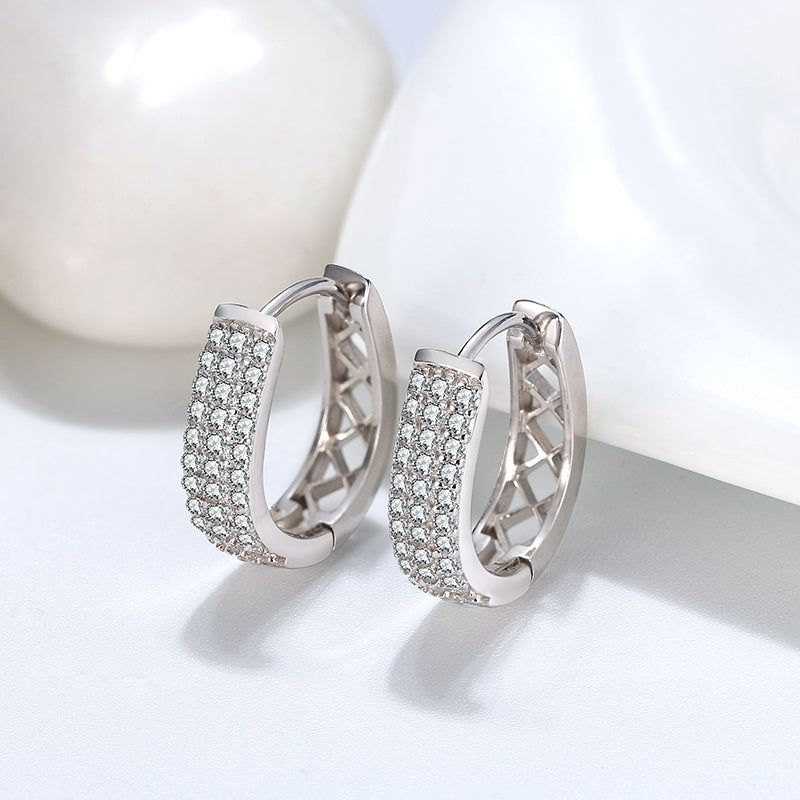 HoopEarringsforWomenSterlingSilverClearThreeRowCzWomensbyGingerLyneCollection_Silver-2