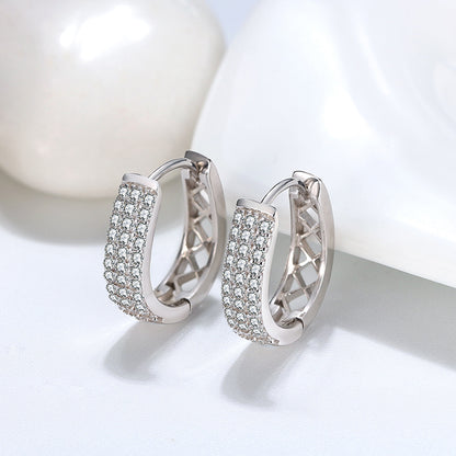 HoopEarringsforWomenSterlingSilverClearThreeRowCzWomensbyGingerLyneCollection_Silver-2