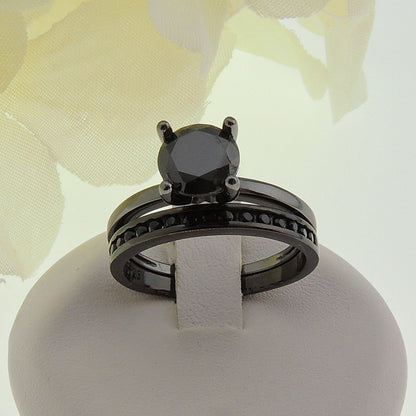 EnvyBridalSetSolitaireSilver1.25CtEngagementWomensGingerLyneCollection_Black/BlackSet-3