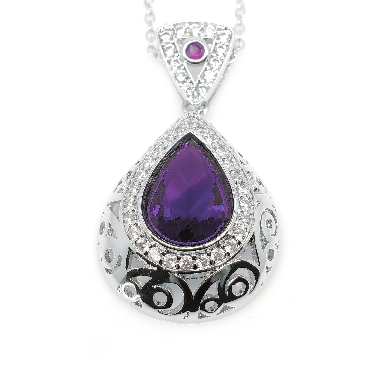 Lona Teardrop purple Cz Pendant Necklace Women Ginger Lyne Collection