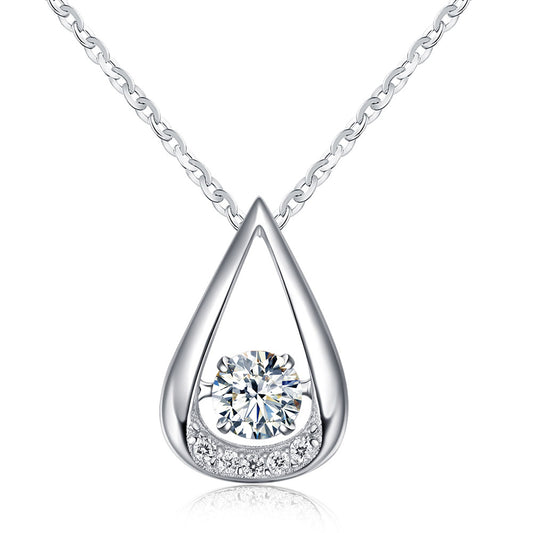 Ginger Lyne Collection Sterling Silver Cz Swinging Oval Shape Pendant Necklace for Women