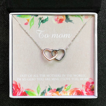 Mom Greeting Card Sterling Silver Linked Hearts Necklace Women Ginger Lyne Collection