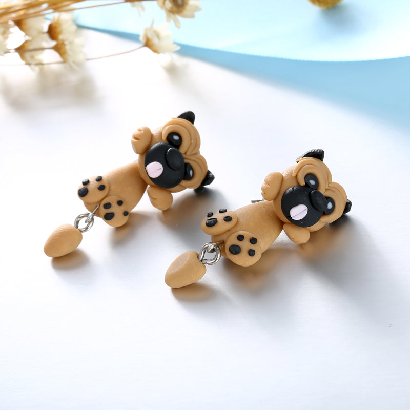 Brown Puppy 3D Dog Dangle Earrings for Girls Ginger Lyne Collection