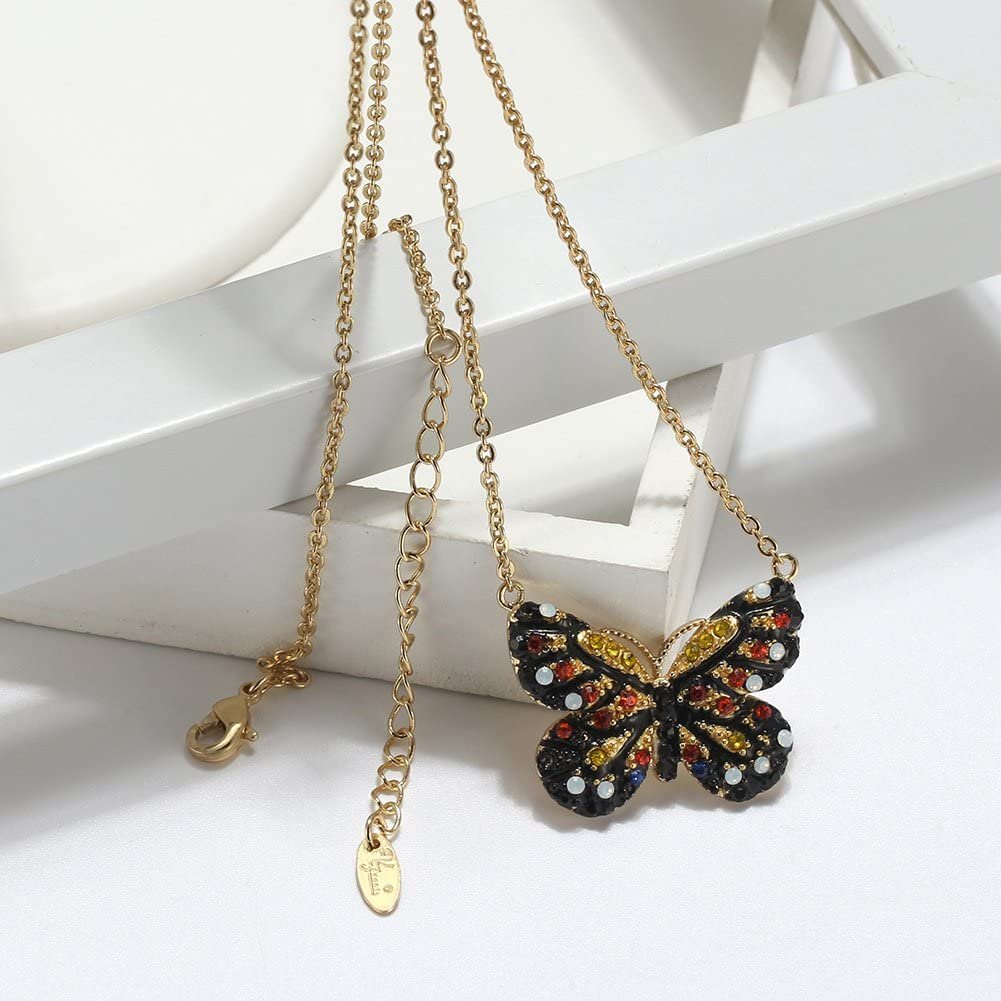 Butterfly Chain Pendant Necklace for Women Red Cubic Zirconia Ginger Lyne Collection - Red