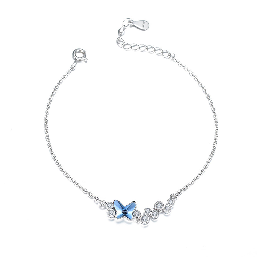 Butterfly Bracelet for Women Sterling Silver Blue Swarovski Element Crystal Ginger Lyne Collection