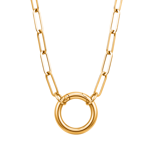 Carabiner Charm Necklace for Women Paperclip Chain Round Carabiner Holder Stainless Steel by Ginger Lyne