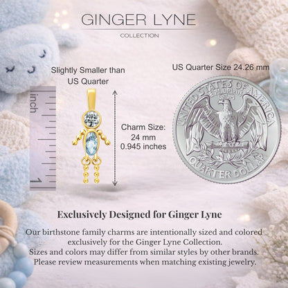 Birthstone Family Pendant for Mom by Ginger Lyne Stainless Steel Cubic Zirconia Charms For Grandma Necklace_Male-March-Gold-2