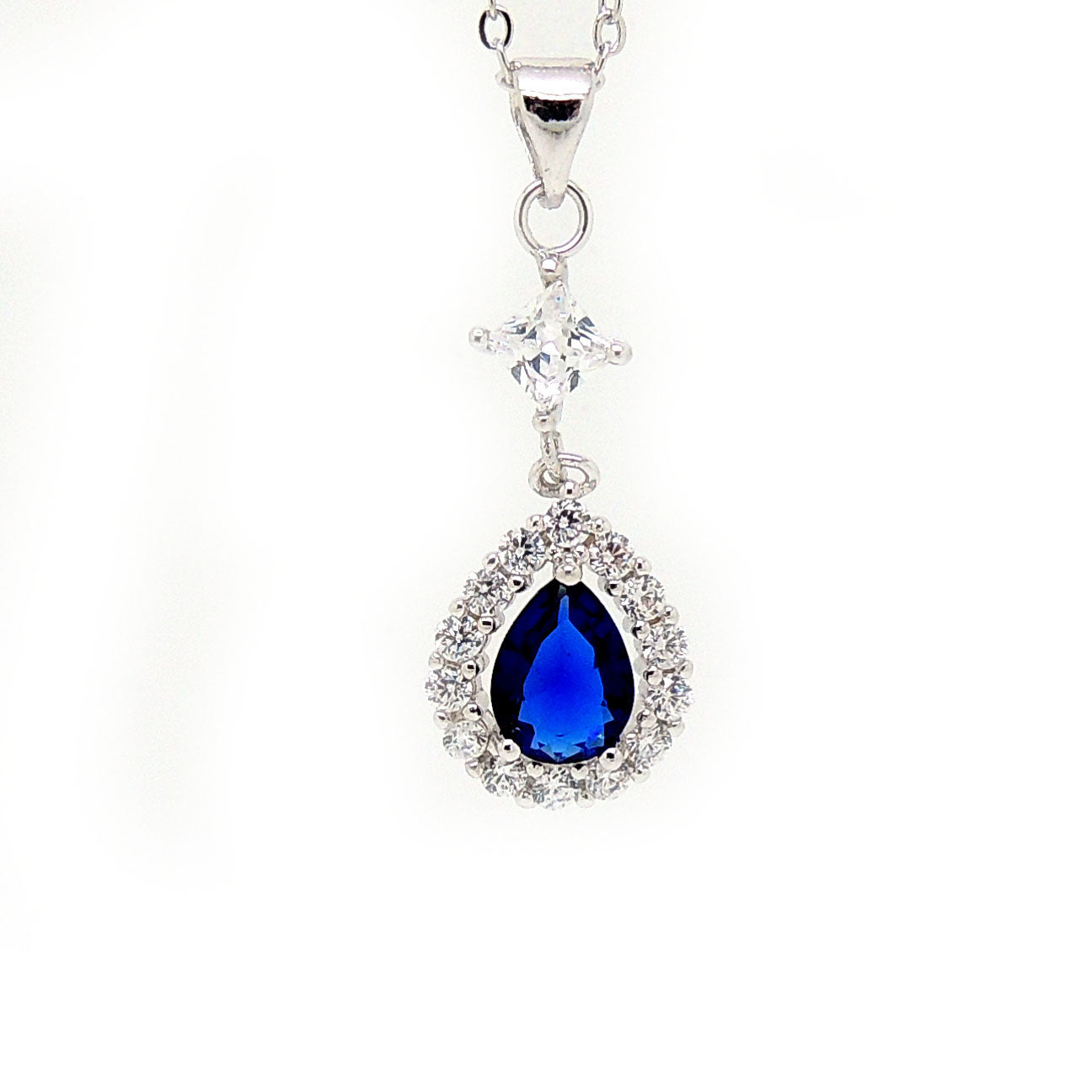 Sonoma Stud Pendant Necklace Blue Pear Clear Cz Womens Ginger Lyne Collection