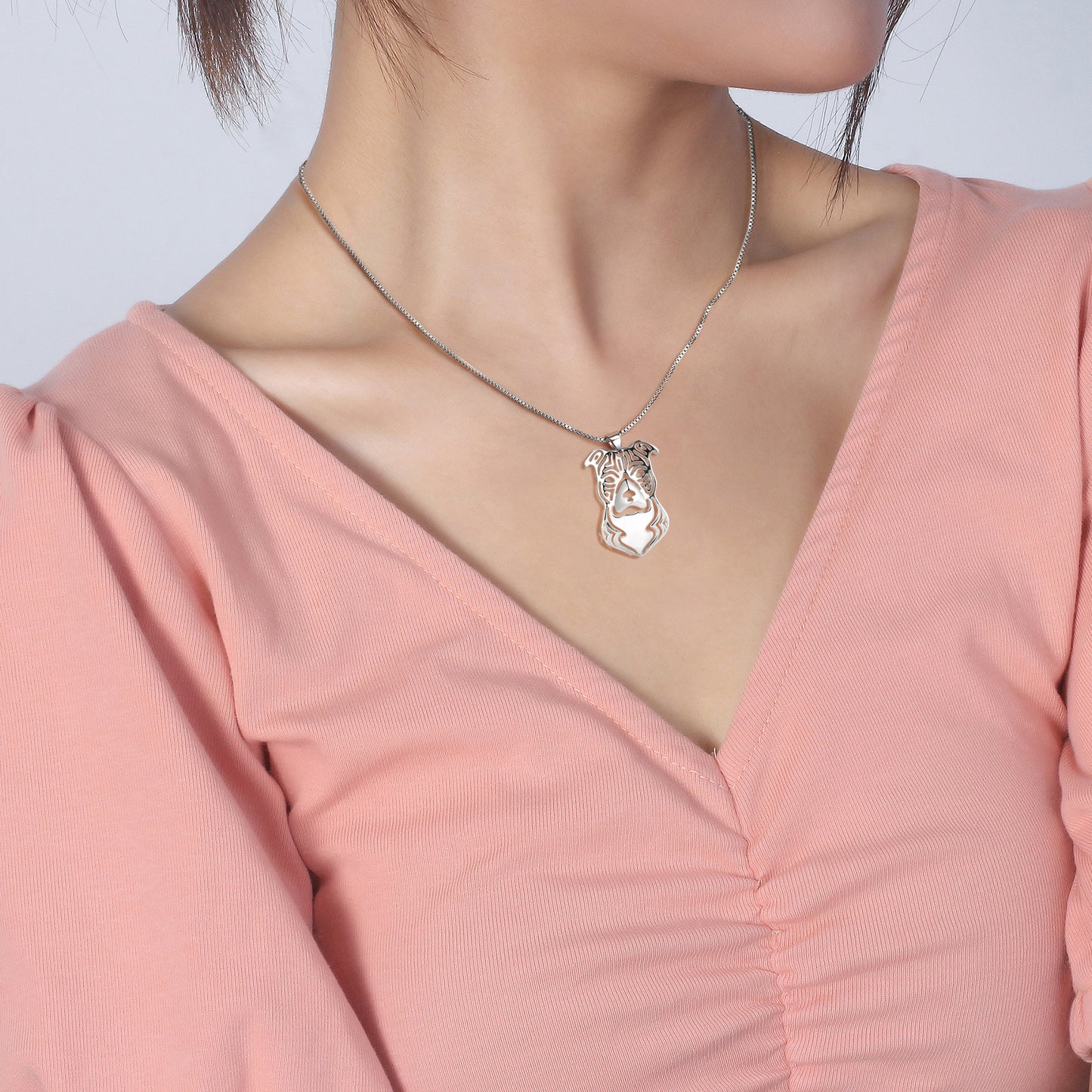 Pit Bull Staffordshire Terrier Dog Necklace Silver Womens Ginger Lyne Collection - Stafford Necklace