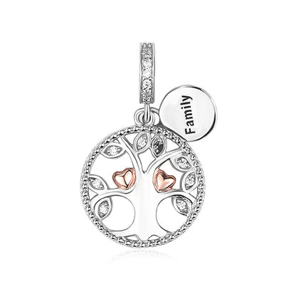 Family Tree Charm for Women CZ Sterling Silver European Bead for Bracelet Ginger Lyne Collection