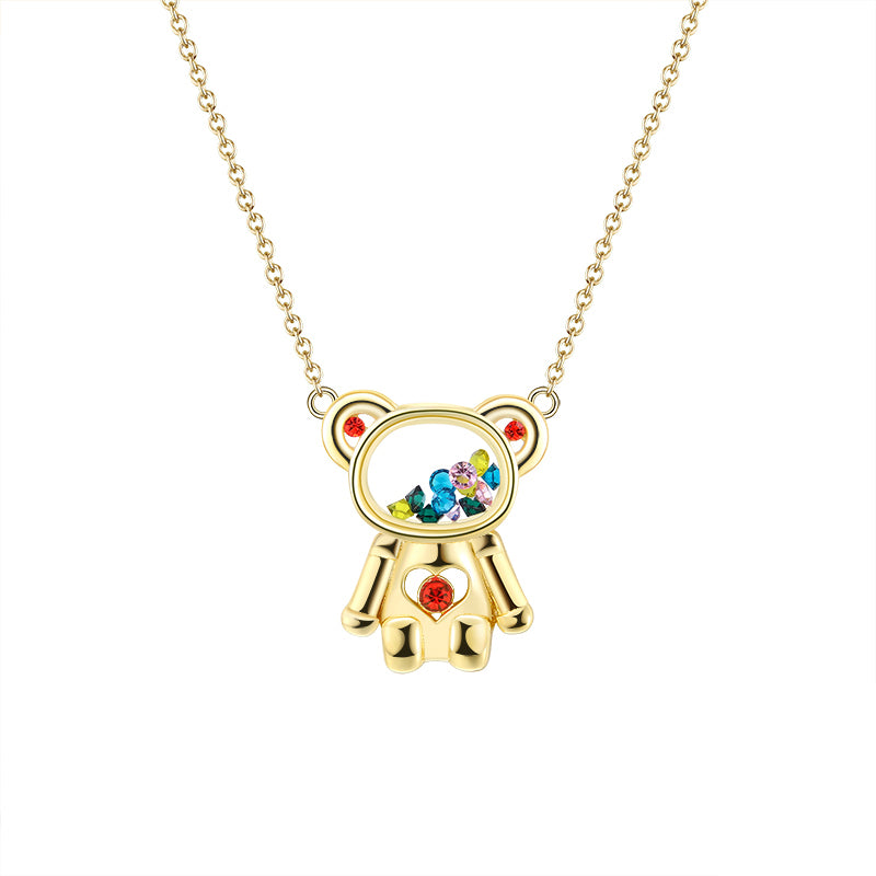 Floating CZ Bear Necklace Earrings Set for Women Gold Plated Sterling Silver Ginger Lyne Collection - Set