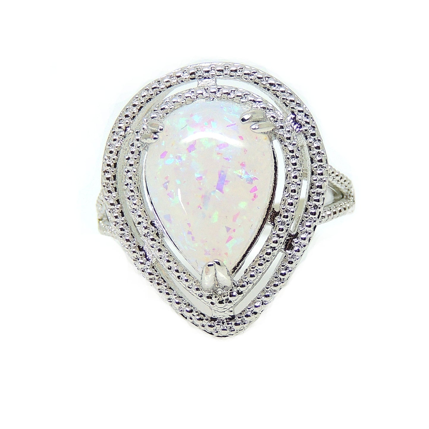 DanniStatementRingTeardropSimulatedFireOpalWomensGingerLyneCollection_Silver-1