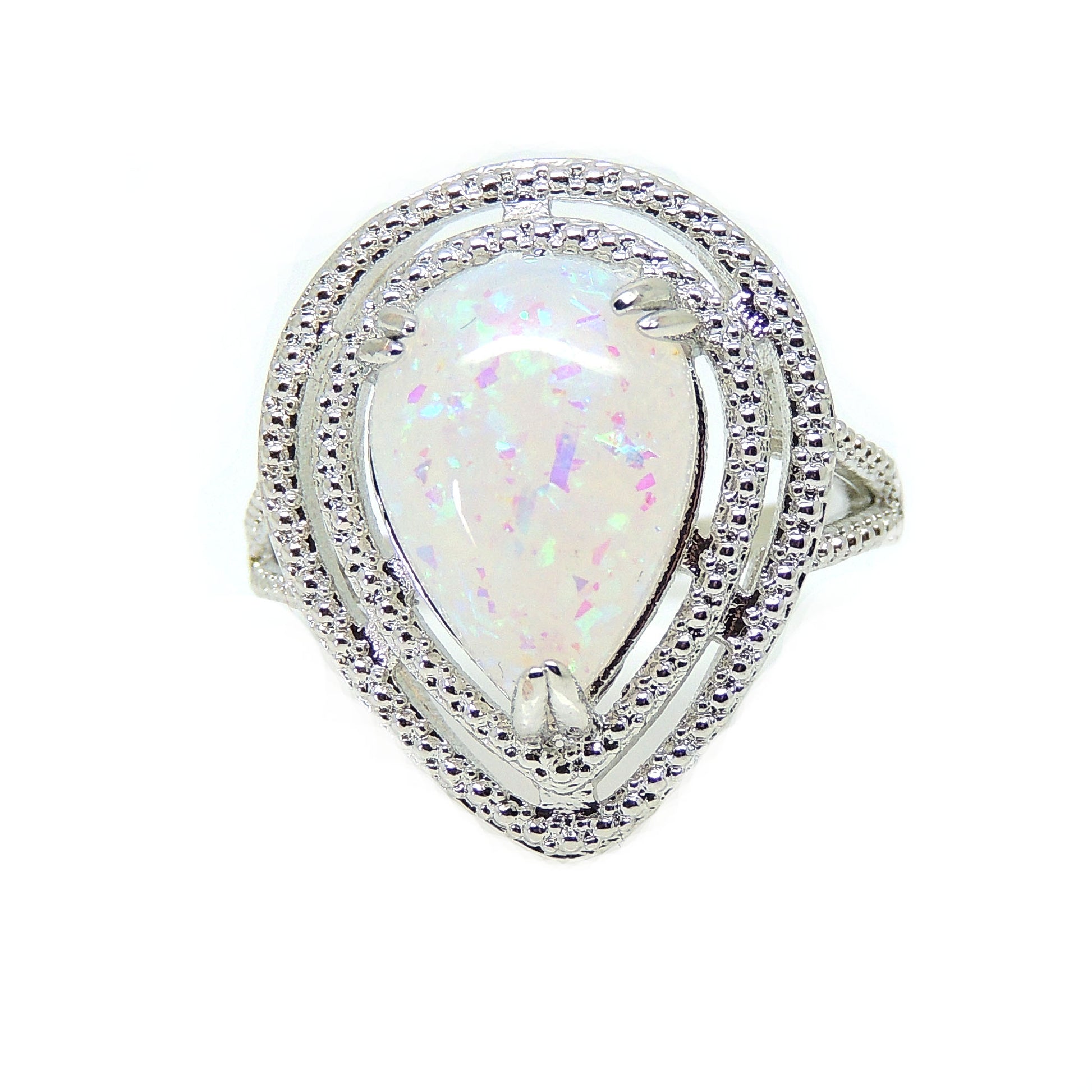 DanniStatementRingTeardropSimulatedFireOpalWomensGingerLyneCollection_Silver-1