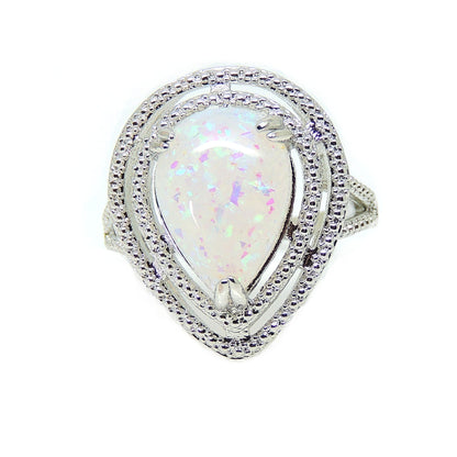 DanniStatementRingTeardropSimulatedFireOpalWomensGingerLyneCollection_Silver-1