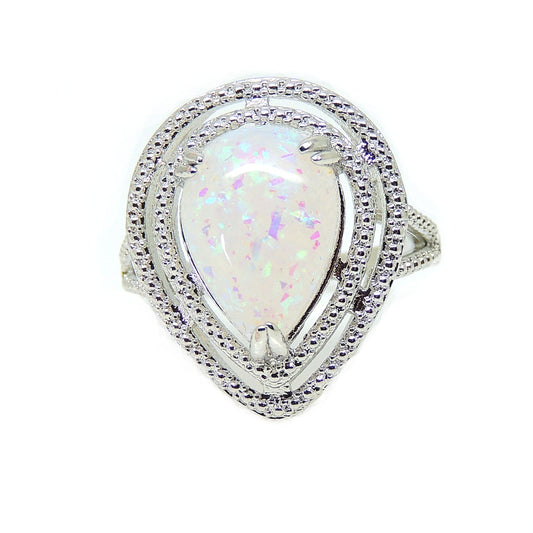 DanniStatementRingTeardropSimulatedFireOpalWomensGingerLyneCollection_Silver-1
