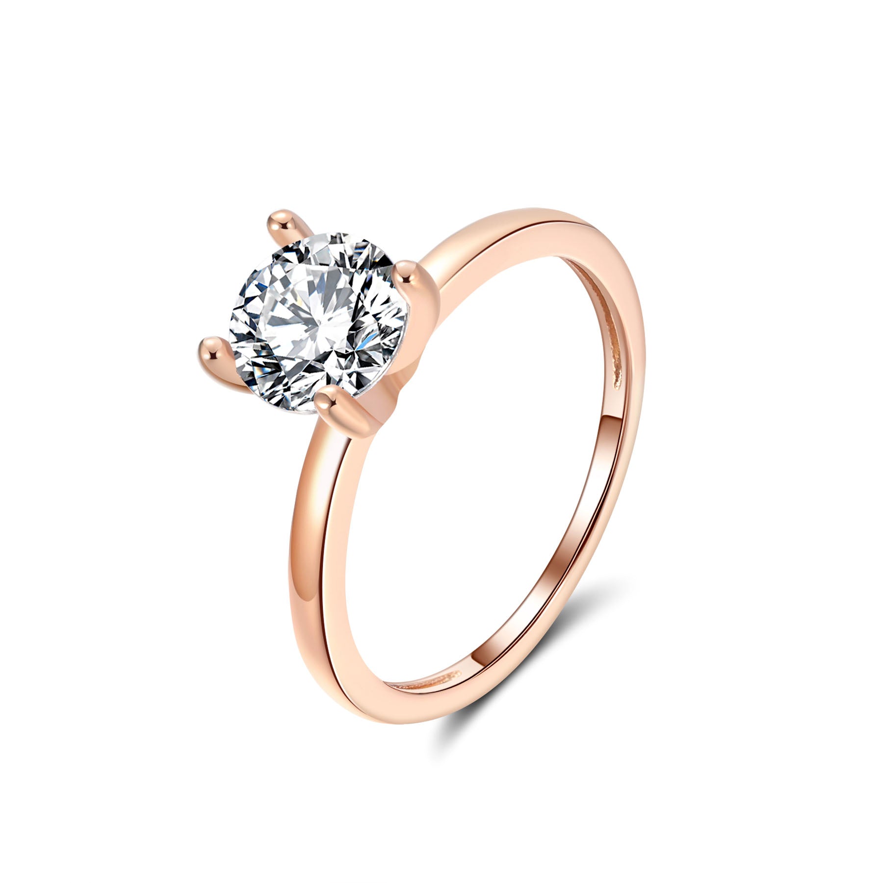 Solitaire 1.50 Ct Rose Gold Engagement Ring for Women Cubic Zirconia Sterling Silver Ginger Lyne - Rose Gold,11
